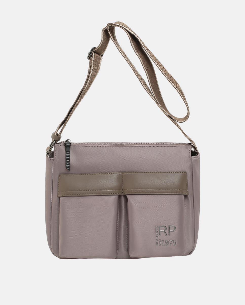 Imagem 0 de Mala Crossbody Hobo com Dois Bolsos à Frente e Alça de Tiracolo Decorativa