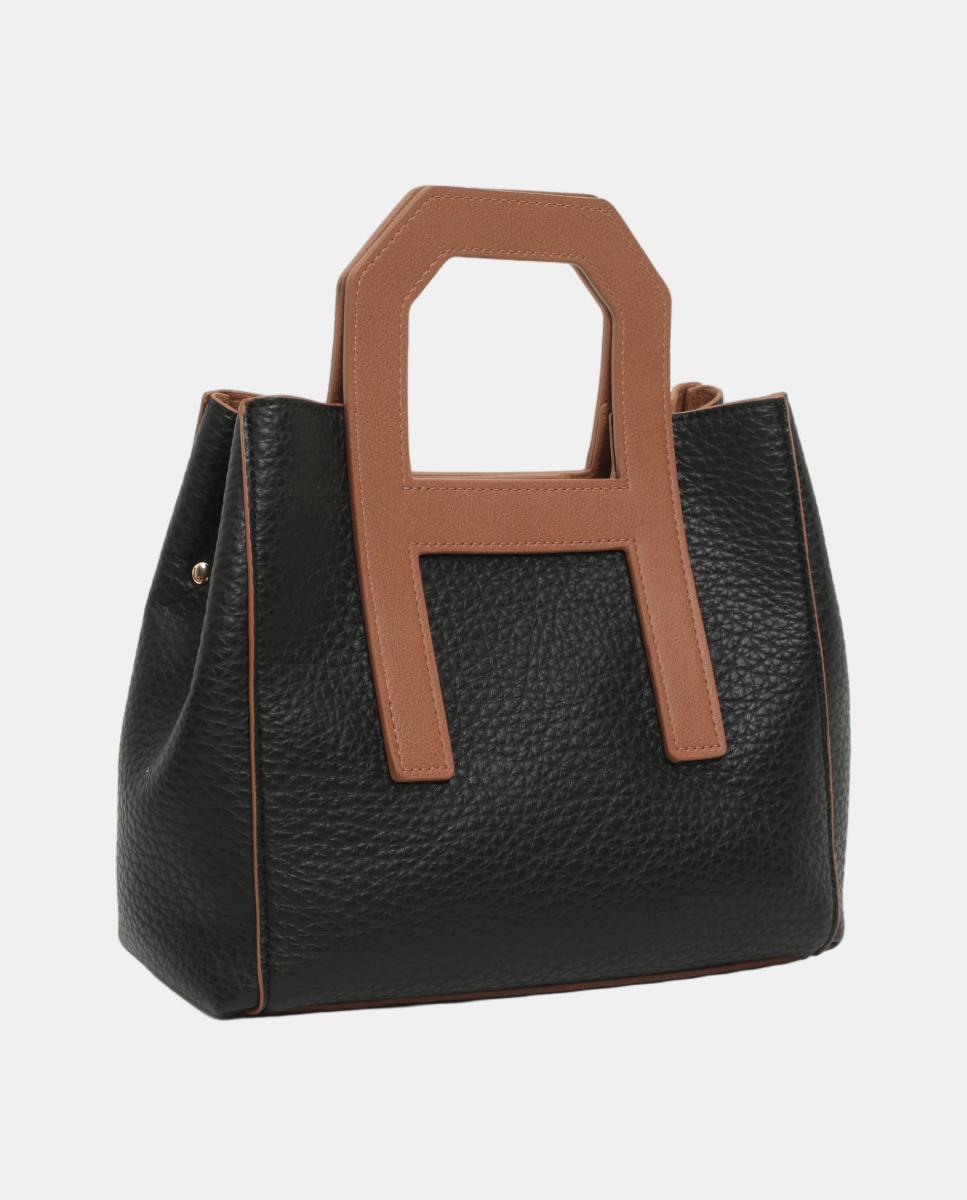 Mala Shopper Pequena com Alça Quadrada Rígida Preto-2