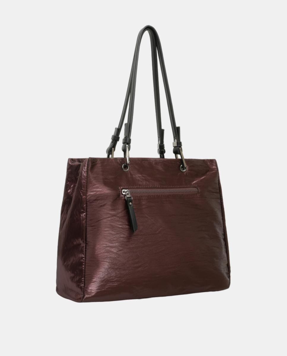 BOLSO SHOPPER MATERIAL SATINADO CON BOLSILLO DELANTERO - Robert Pietri - Granate Granate-2