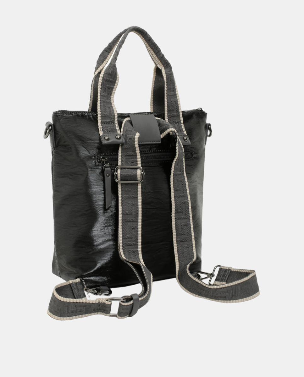 BOLSO CROSS BODY MATERIAL SATINADO CON BOLSILLO DELANTERO - Robert Pietri - Negro Negro-2