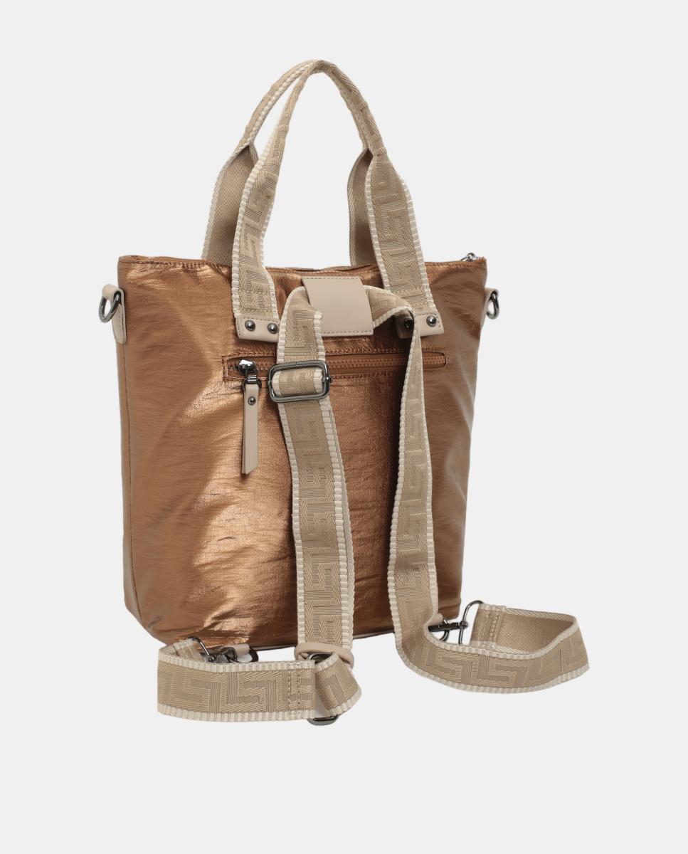 BOLSO CROSS BODY MATERIAL SATINADO CON BOLSILLO DELANTERO - Robert Pietri - Marrón Marrón-2