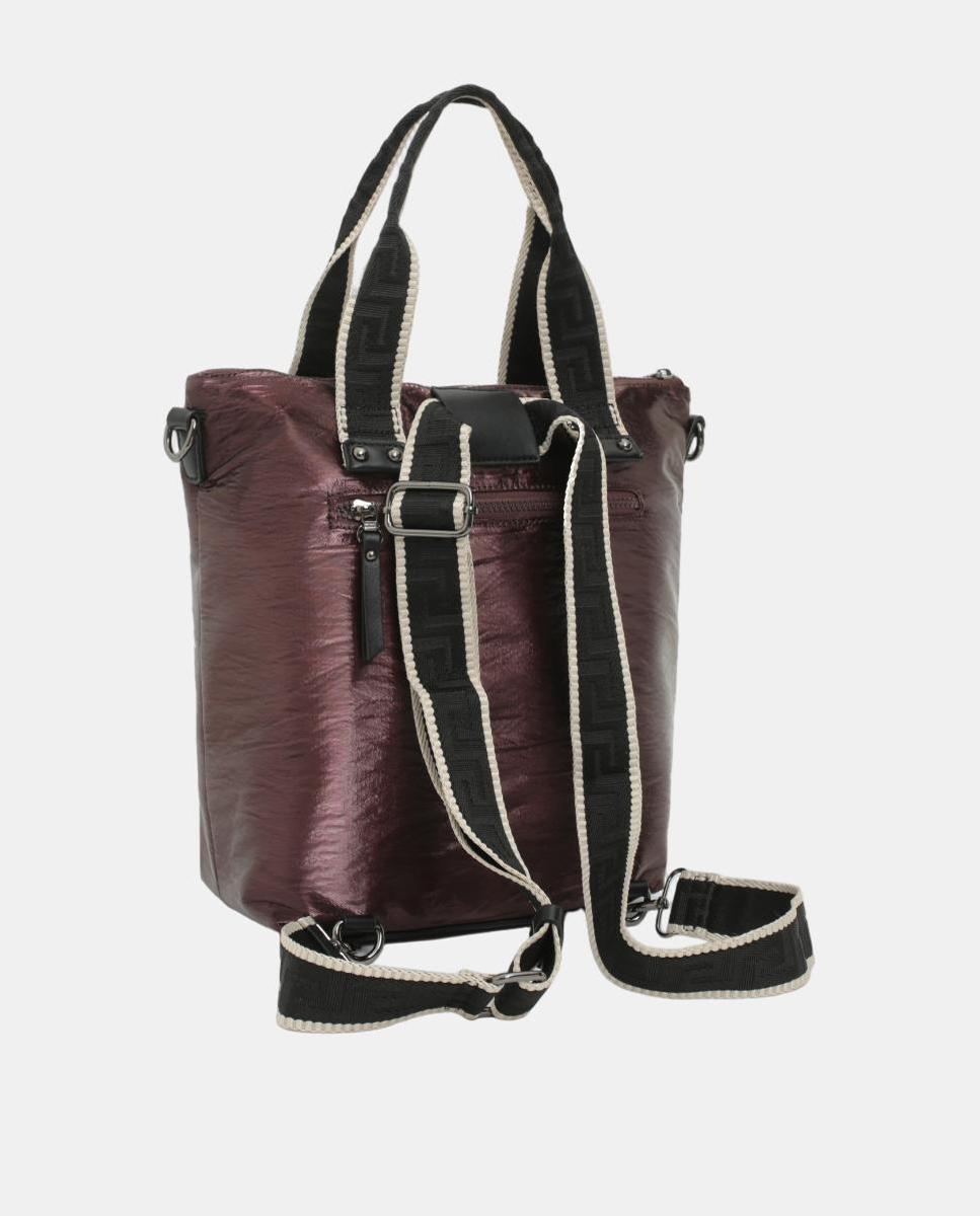 BOLSO CROSS BODY MATERIAL SATINADO CON BOLSILLO DELANTERO - Robert Pietri - Granate Granate-2
