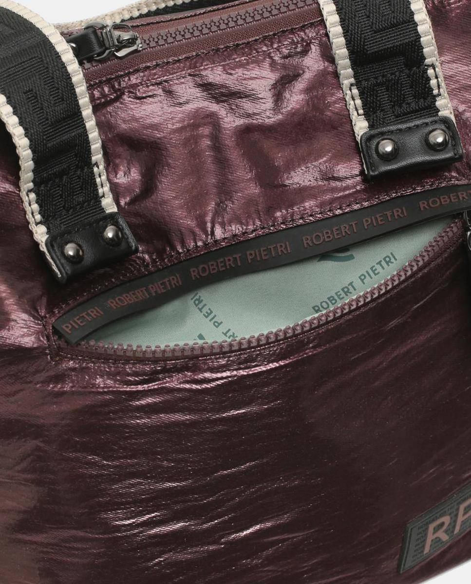 BOLSO CROSS BODY MATERIAL SATINADO CON BOLSILLO DELANTERO - Robert Pietri - Granate Granate-3