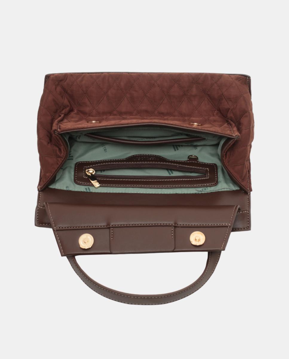 BOLSO CROSSBODY CON SOLAPA Y EFECTO ACOLCHADO - Robert Pietri - Marrón Marrón-3