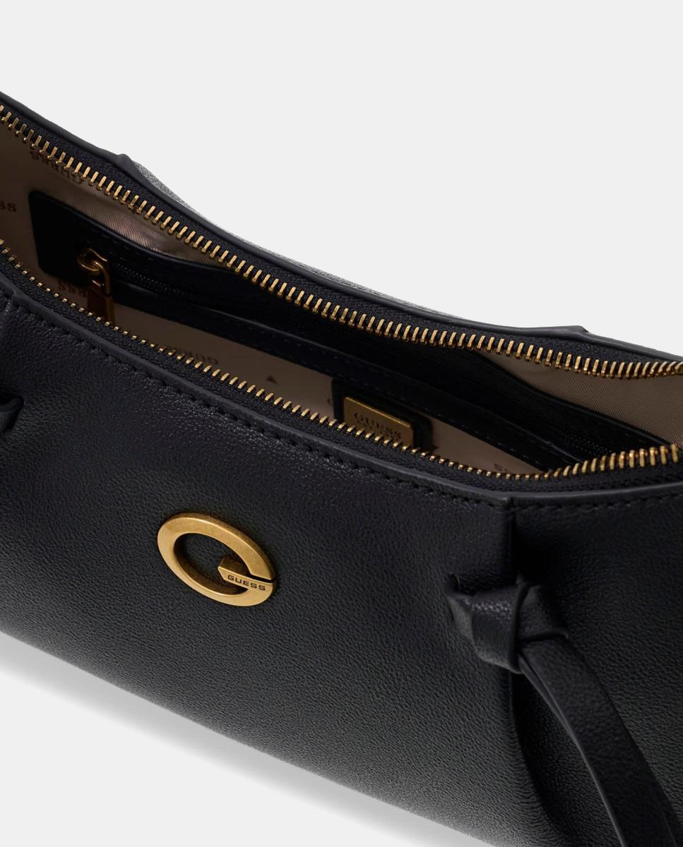 Mala Tipo Baguette com Alça Ajustável e Logótipo Metálico Preto-5