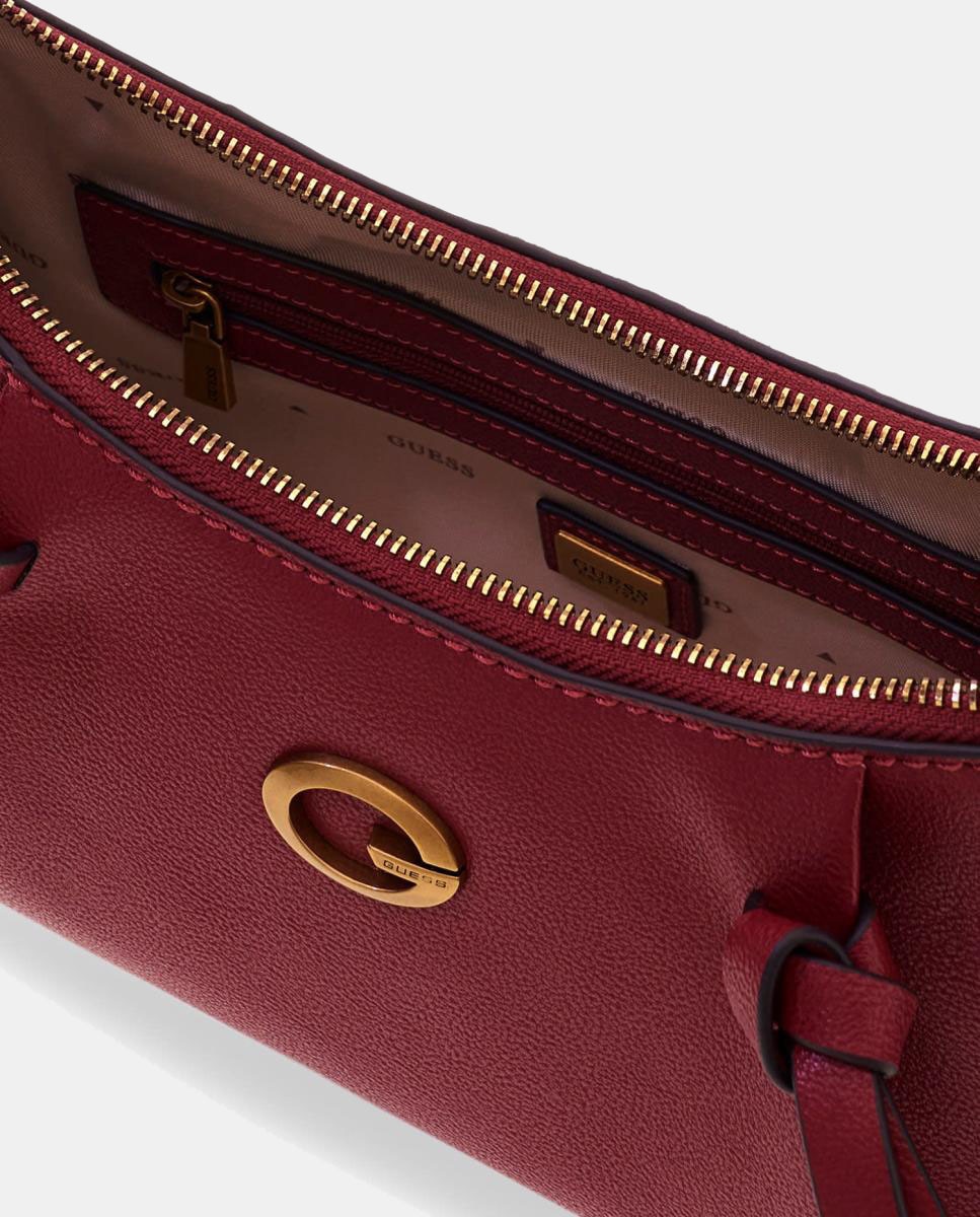 Mala Tipo Baguette com Alça Ajustável e Logótipo Metálico Vermelho-5