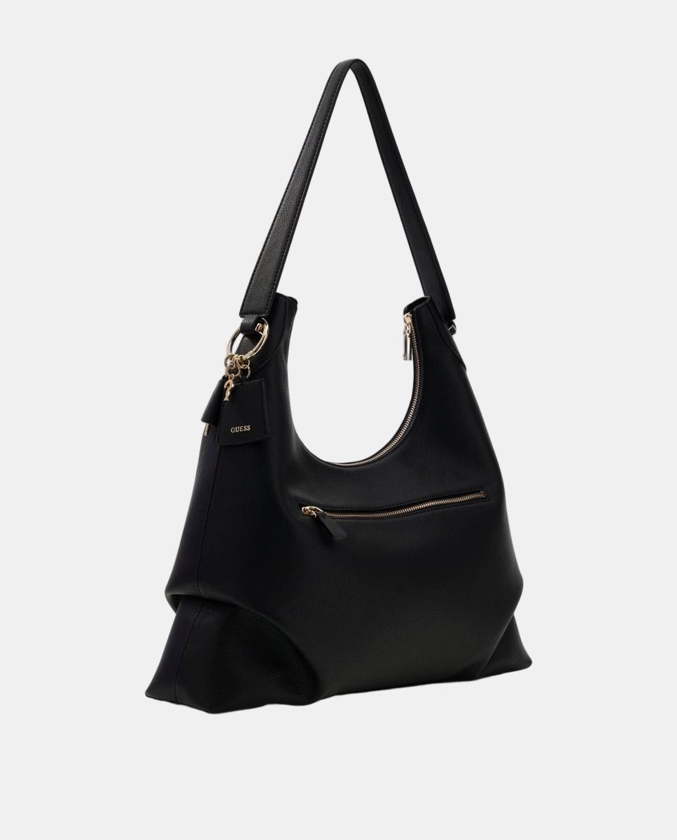 Mala Hobo com Alça de Ombro e Pendente Decorativo Preto-2