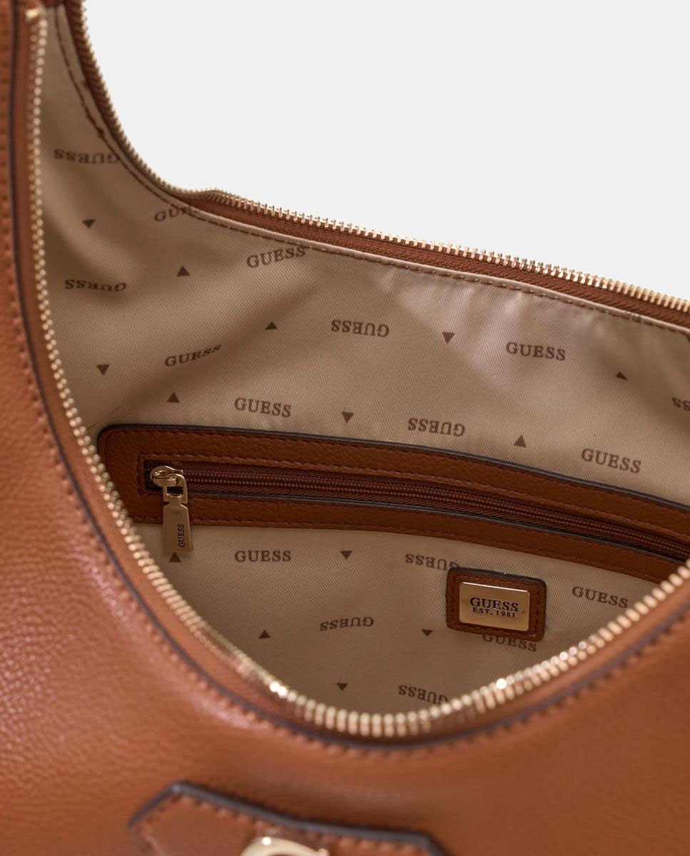 Bolso hobo con asa de hombro y colgante decorativo - Guess - Marrón Marrón-3