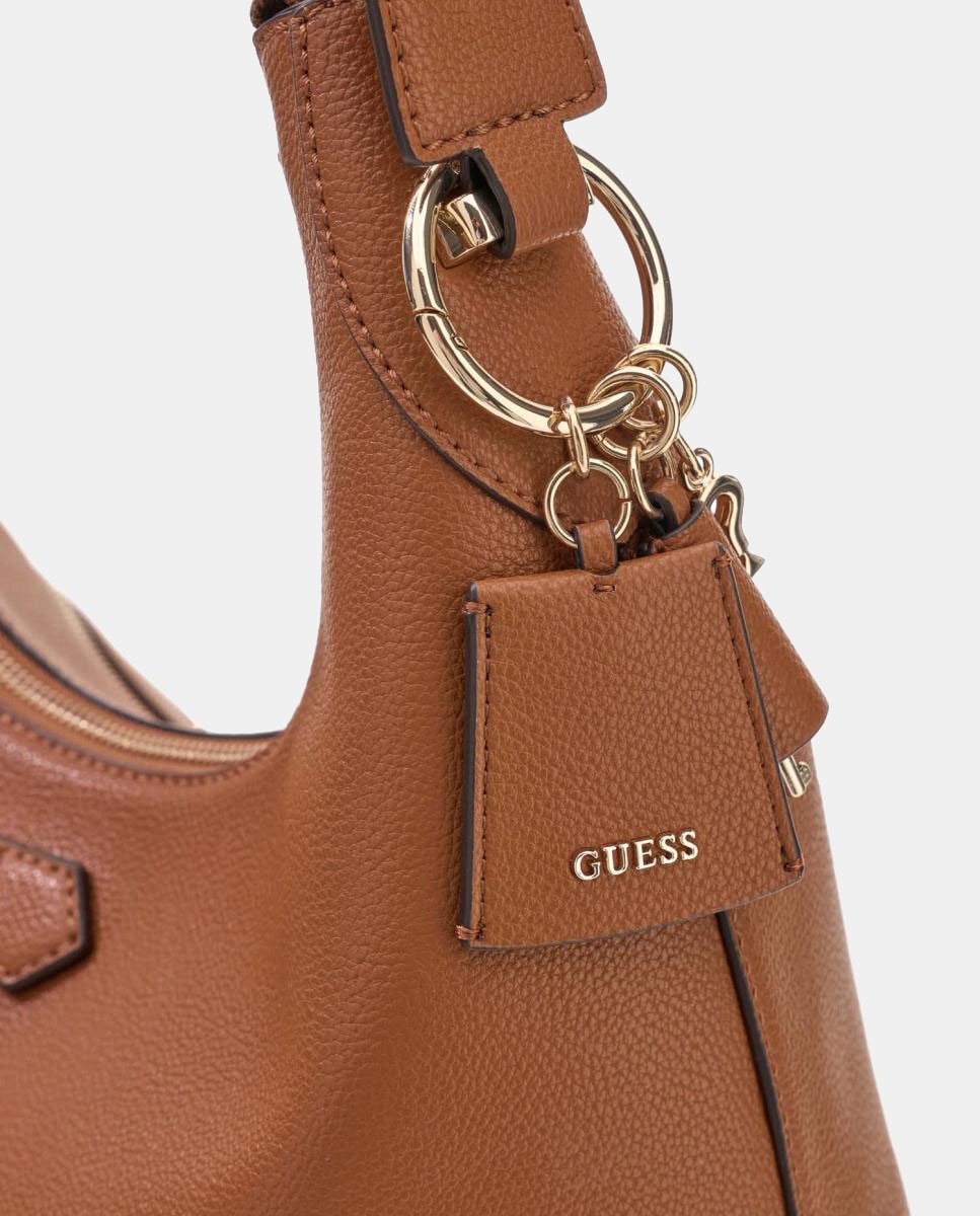 Bolso hobo con asa de hombro y colgante decorativo - Guess - Marrón Marrón-4