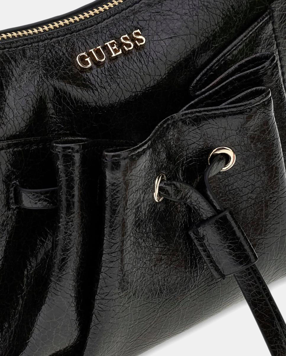 Mala Hobo com Alça de Ombro e Detalhe Franzido Preto-4