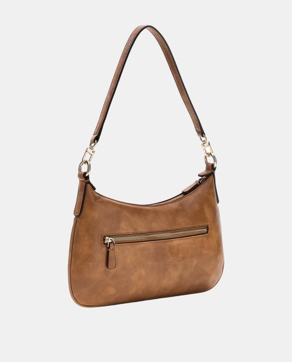 Mala Hobo com Alça de Ombro e Detalhe Franzido Castanho-claro-2