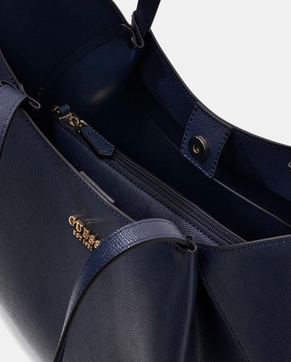 Mala Hobo com Alça Dupla e Pendente Decorativo Azul-marinho-5