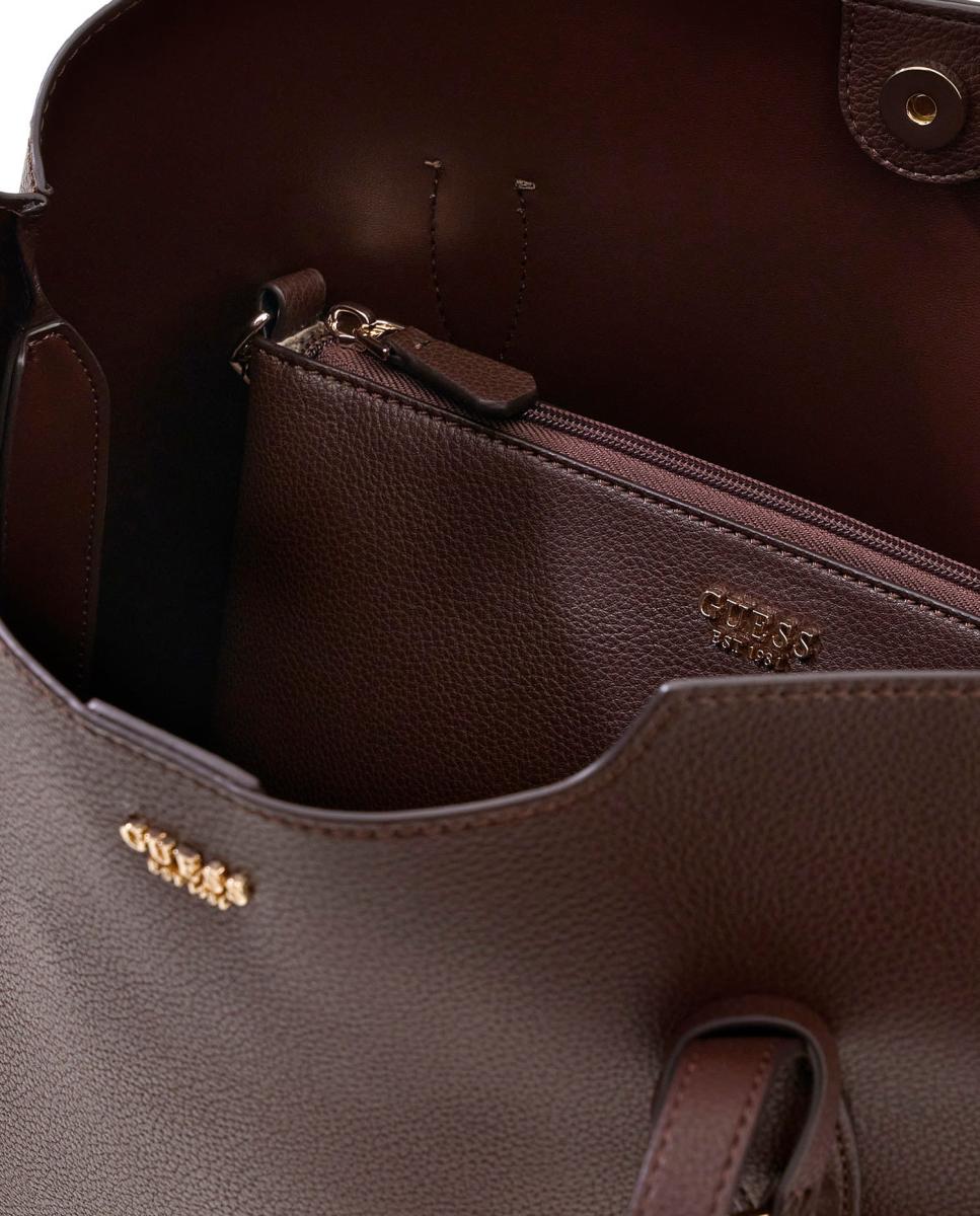 Mala Tipo Tote com Alça Dupla e Nécessaire Interior Amovível Castanho-escuro-4