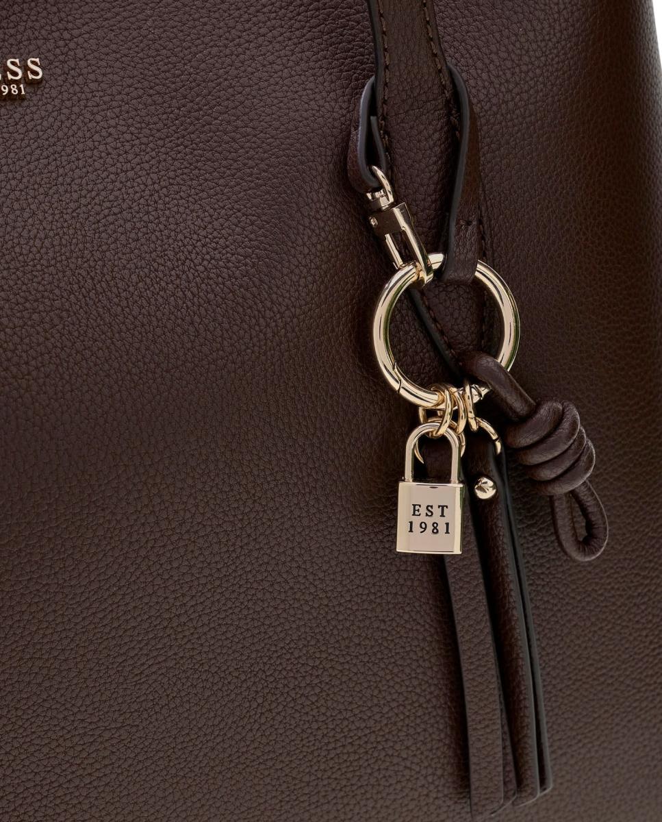 Mala Tipo Tote com Alça Dupla e Nécessaire Interior Amovível Castanho-escuro-6