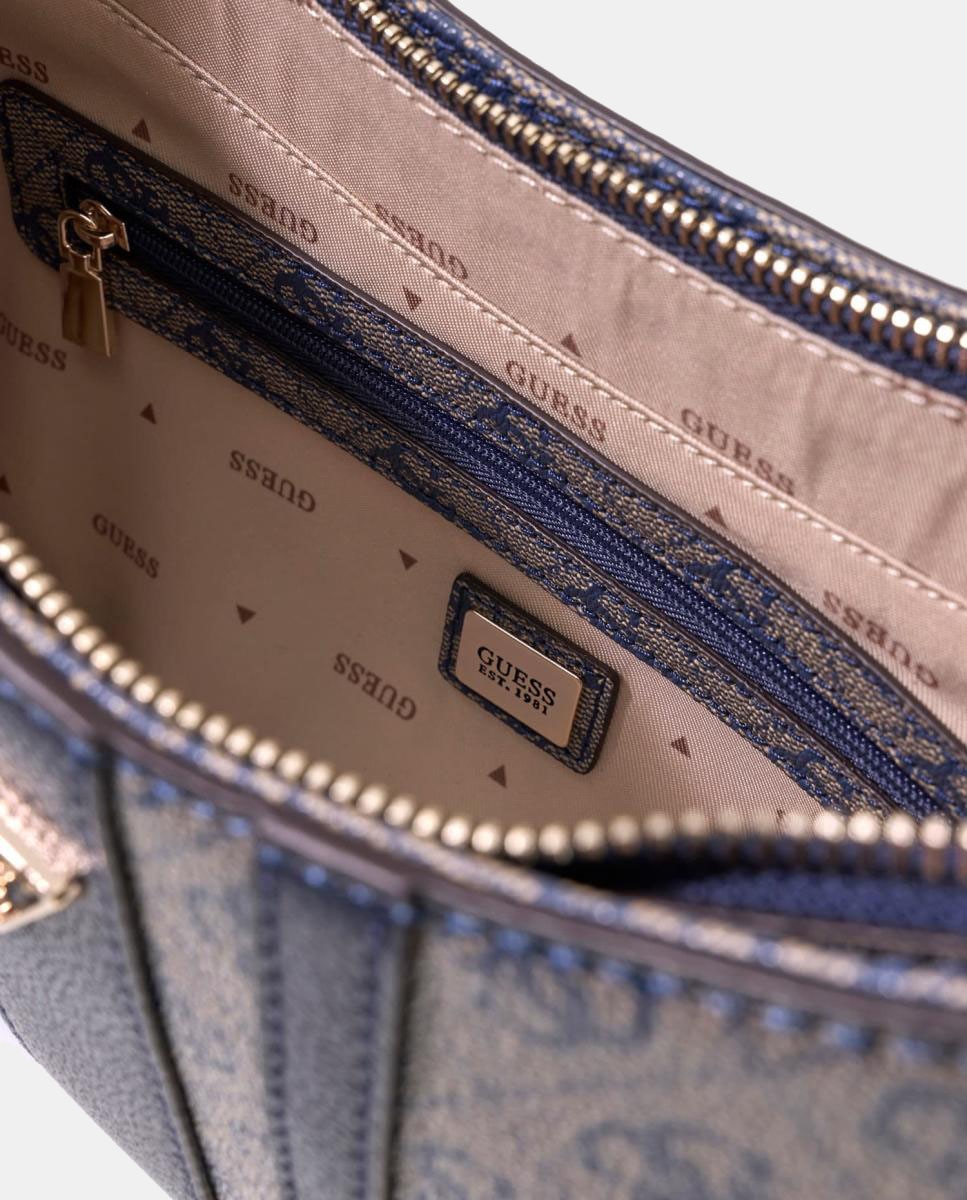 Bolso baguette con asa de hombro y bandolera - Guess - Gris Gris-4