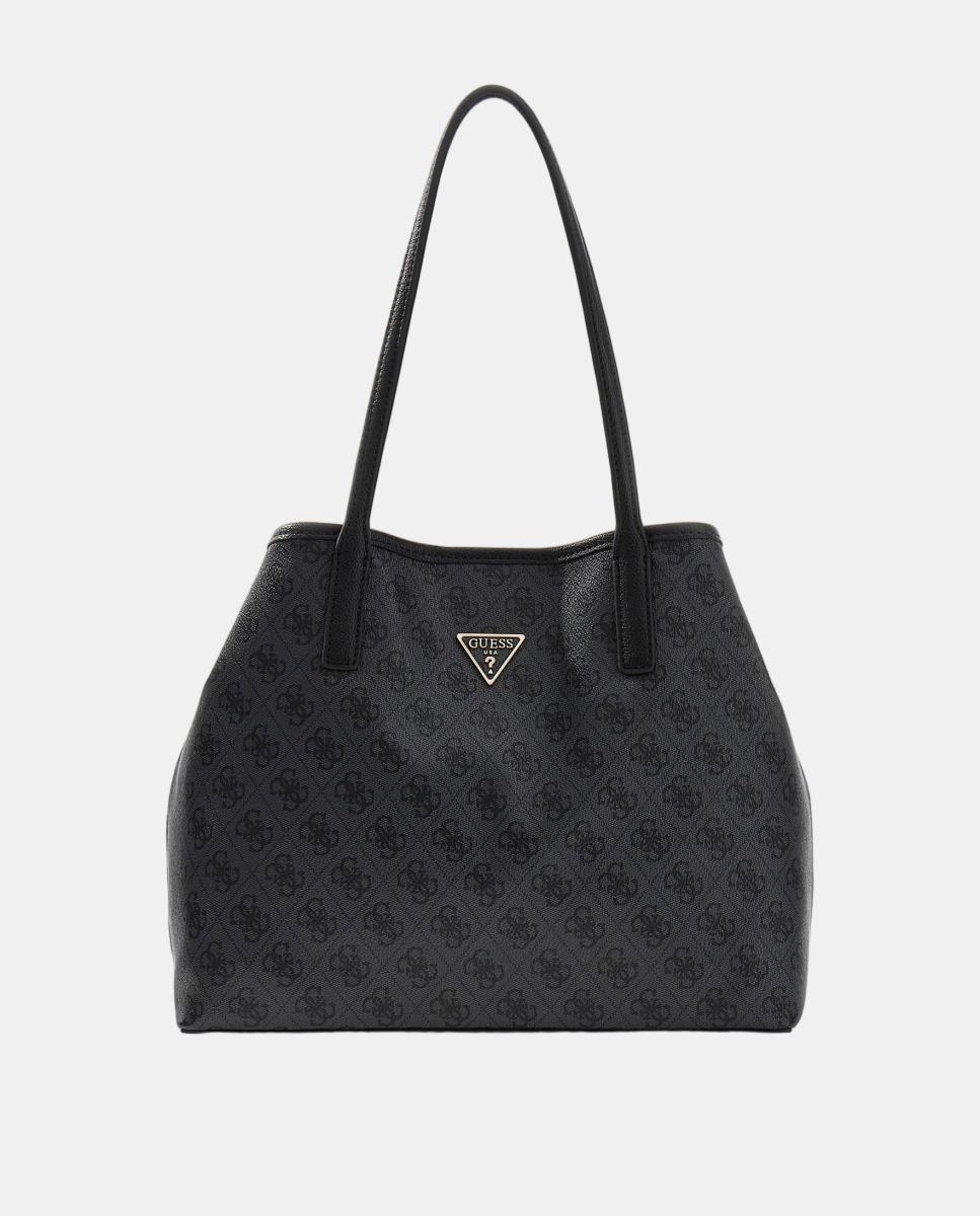 Bolso tote con doble asa y logo triangular - Guess - Gris oscuro Gris oscuro-1