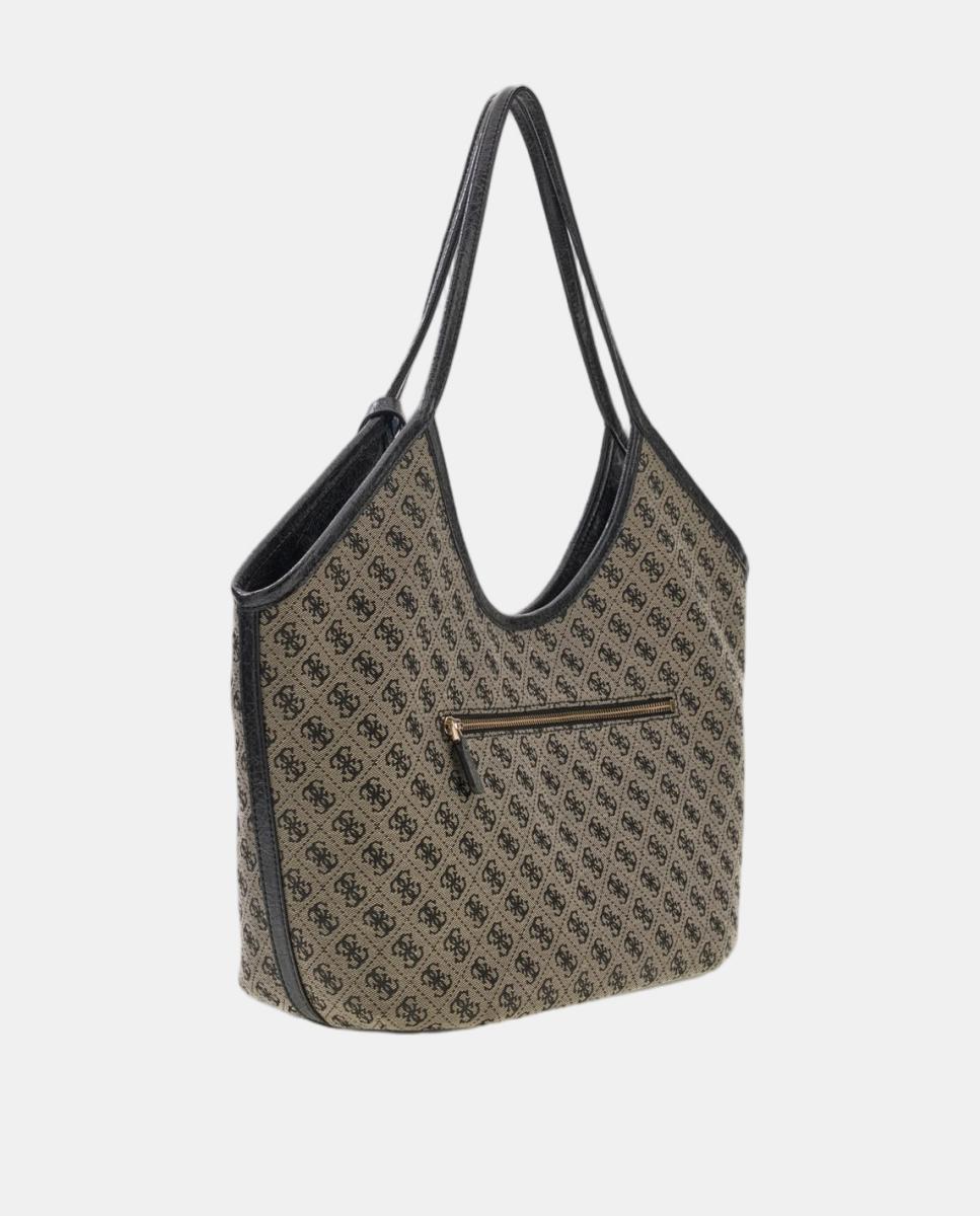 Mala Hobo com Alça Dupla e Logótipo Metálico Cinzento-4