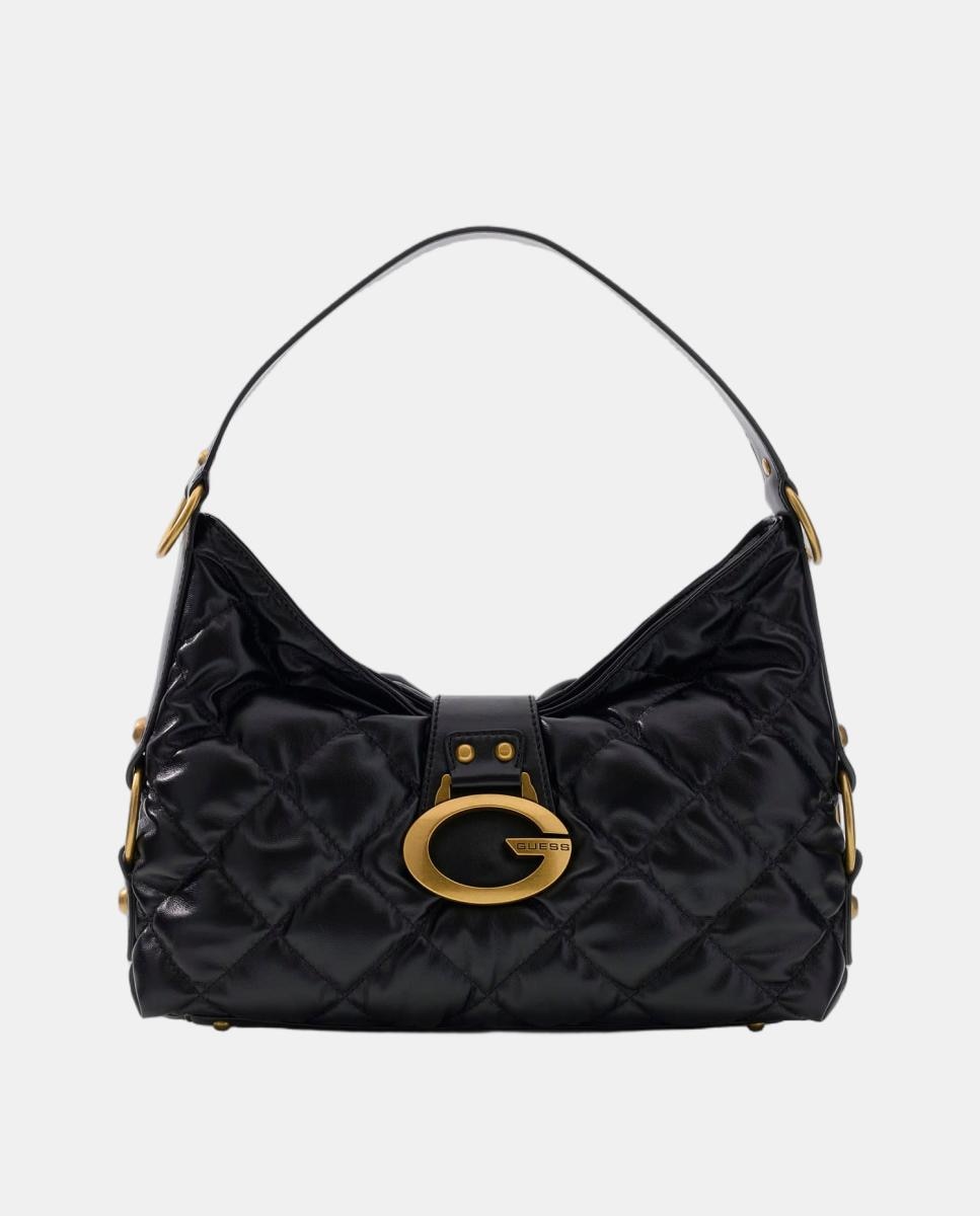 Imagen 1 de Bolso hobo acolchado con asa de hombro y logo metálico - Guess - Negro Negro