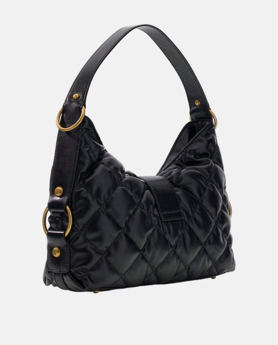 Imagen 2 de Bolso hobo acolchado con asa de hombro y logo metálico - Guess - Negro Negro