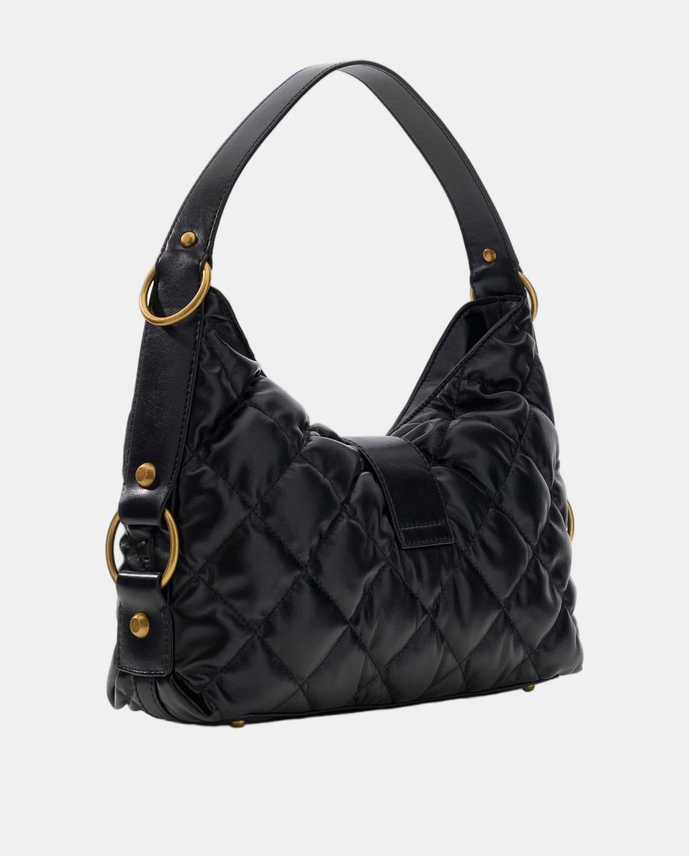 Imagen 3 de Bolso hobo acolchado con asa de hombro y logo metálico - Guess - Negro Negro