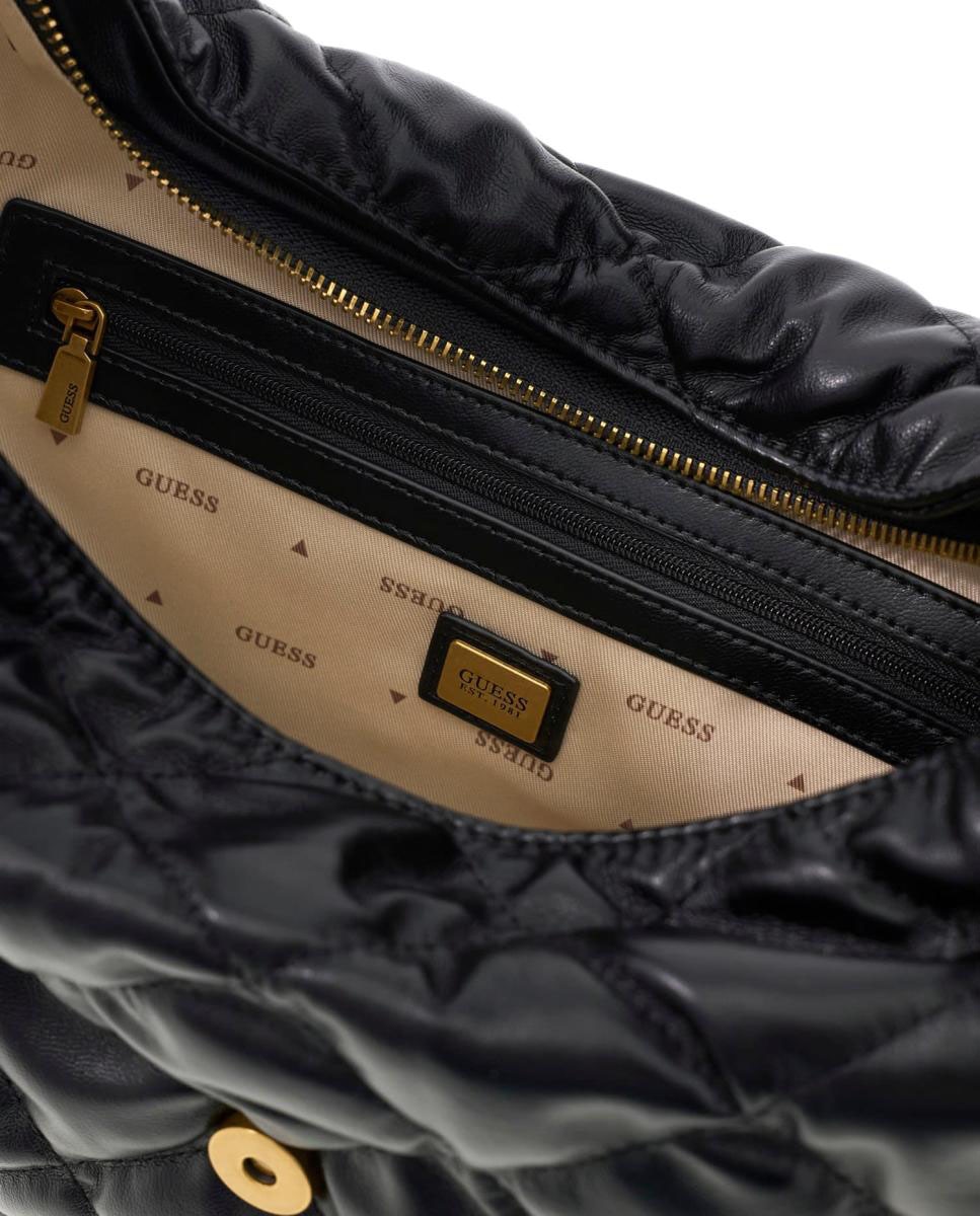 Imagen 6 de Bolso hobo acolchado con asa de hombro y logo metálico - Guess - Negro Negro
