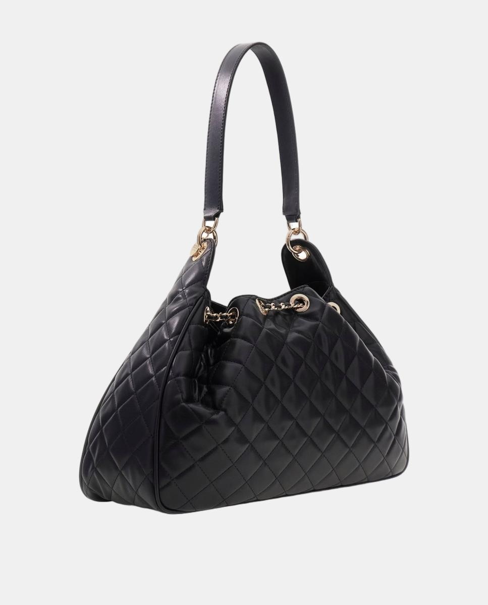 Bolso bucket acolchado con asas combinadas y cierre fruncido - Guess - Negro Negro-2