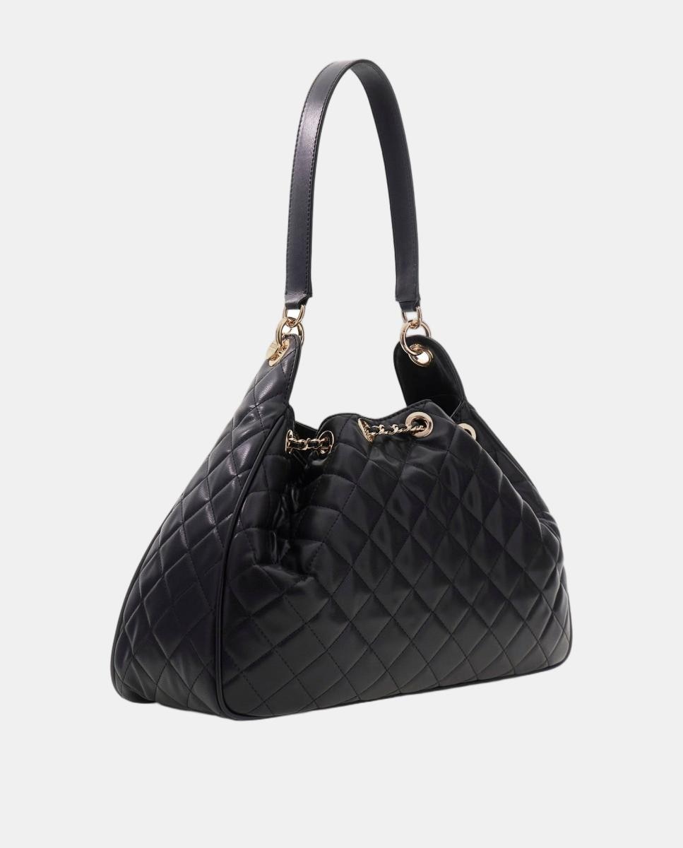 Bolso bucket acolchado con asas combinadas y cierre fruncido - Guess - Negro Negro-3