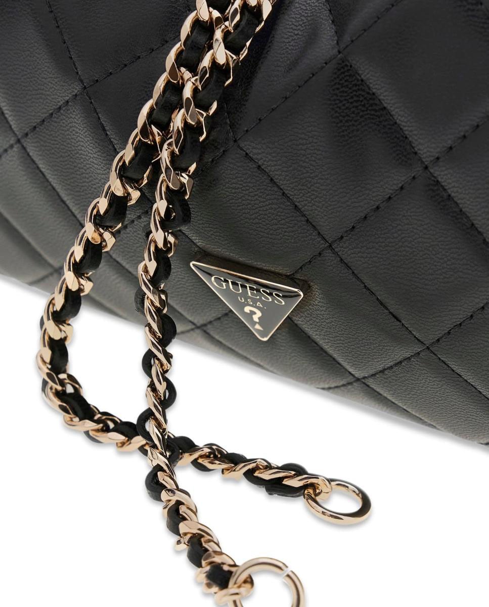 Bolso bucket acolchado con asas combinadas y cierre fruncido - Guess - Negro Negro-5