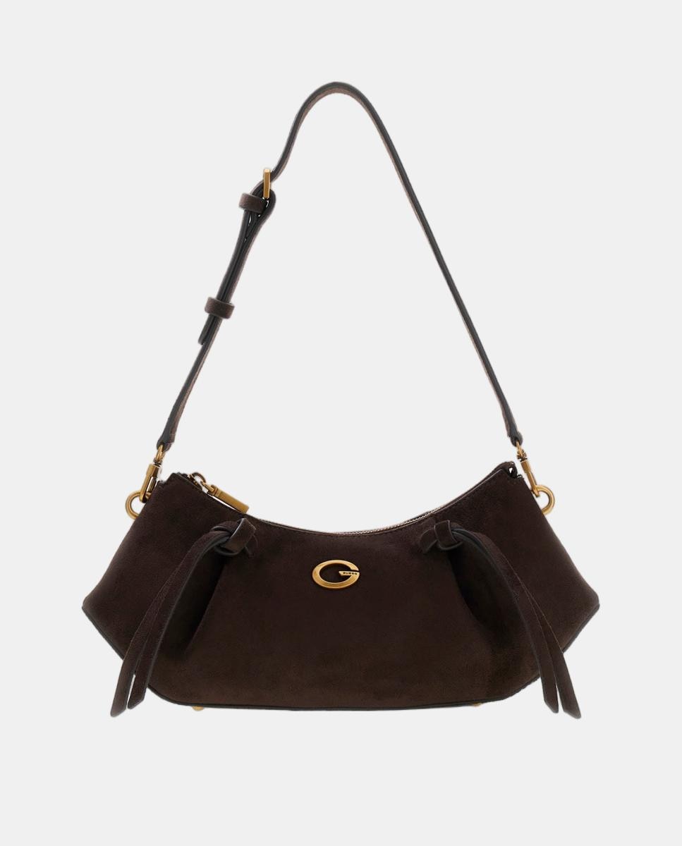 Imagen 0 de Bolso hobo con asa ajustable y logo metálico Marrón oscuro