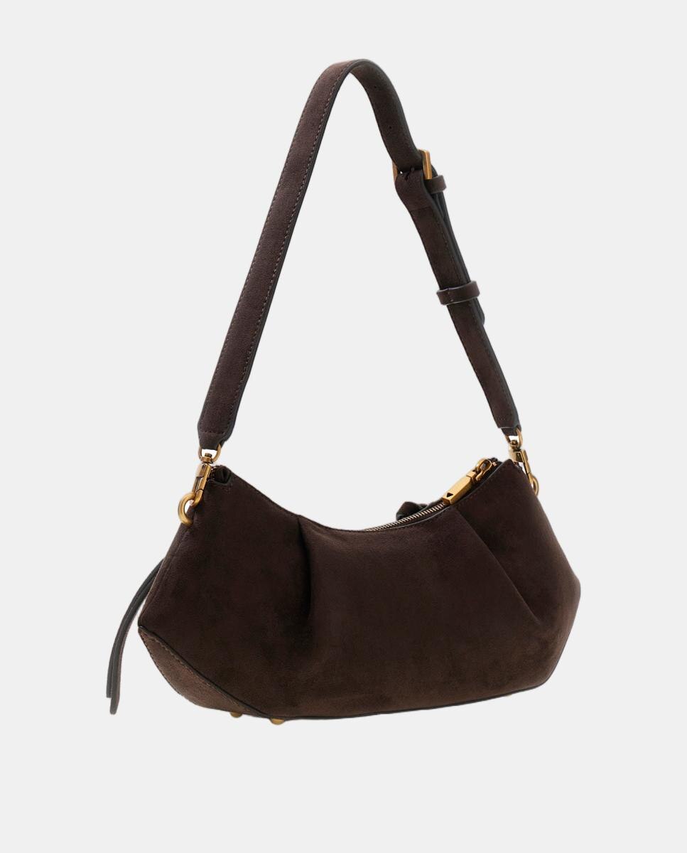 Bolso hobo con asa ajustable y logo metálico - Guess - Marrón oscuro Marrón oscuro-3