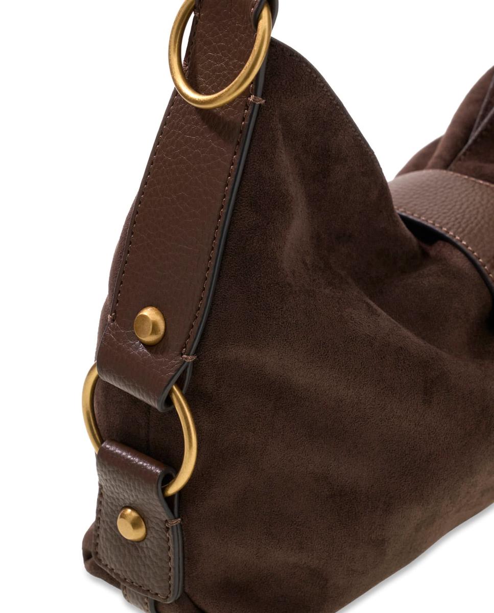 Bolso hobo con asa de hombro y logo metálico - Guess - Marrón oscuro Marrón oscuro-3