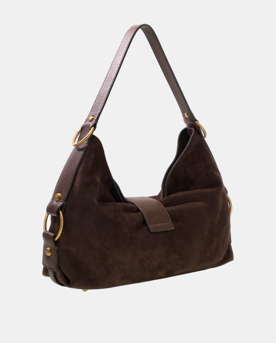 Bolso hobo con asa de hombro y logo metálico - Guess - Marrón oscuro Marrón oscuro-4