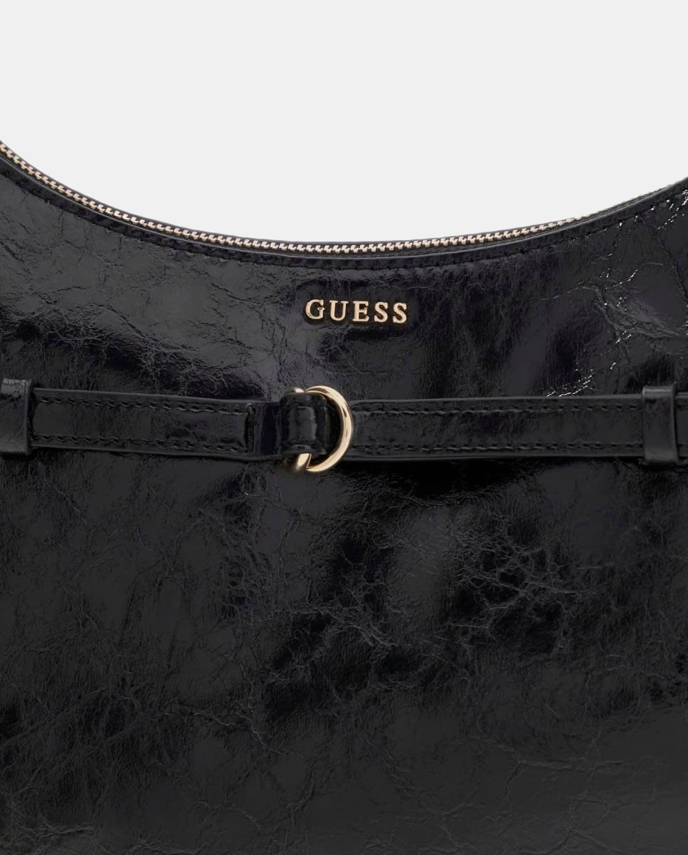 Mala Hobo com Alça de Ombro e Pendente Decorativo Preto-4