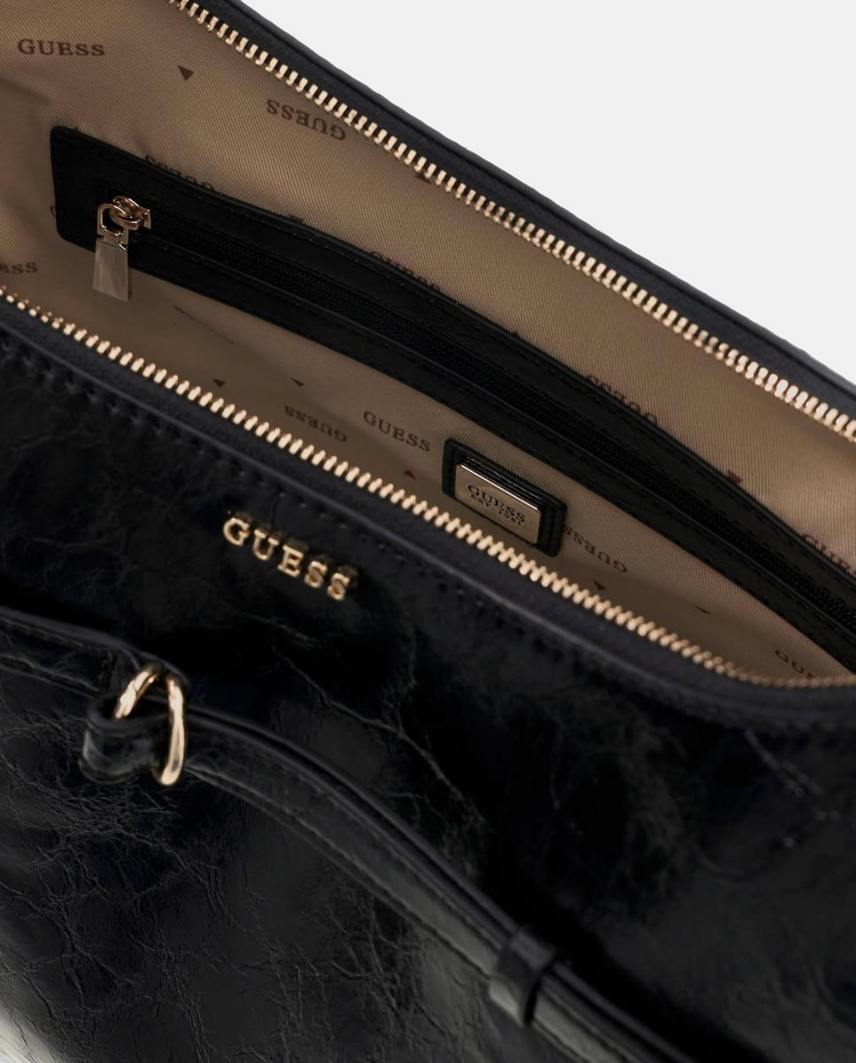 Mala Hobo com Alça de Ombro e Pendente Decorativo Preto-6