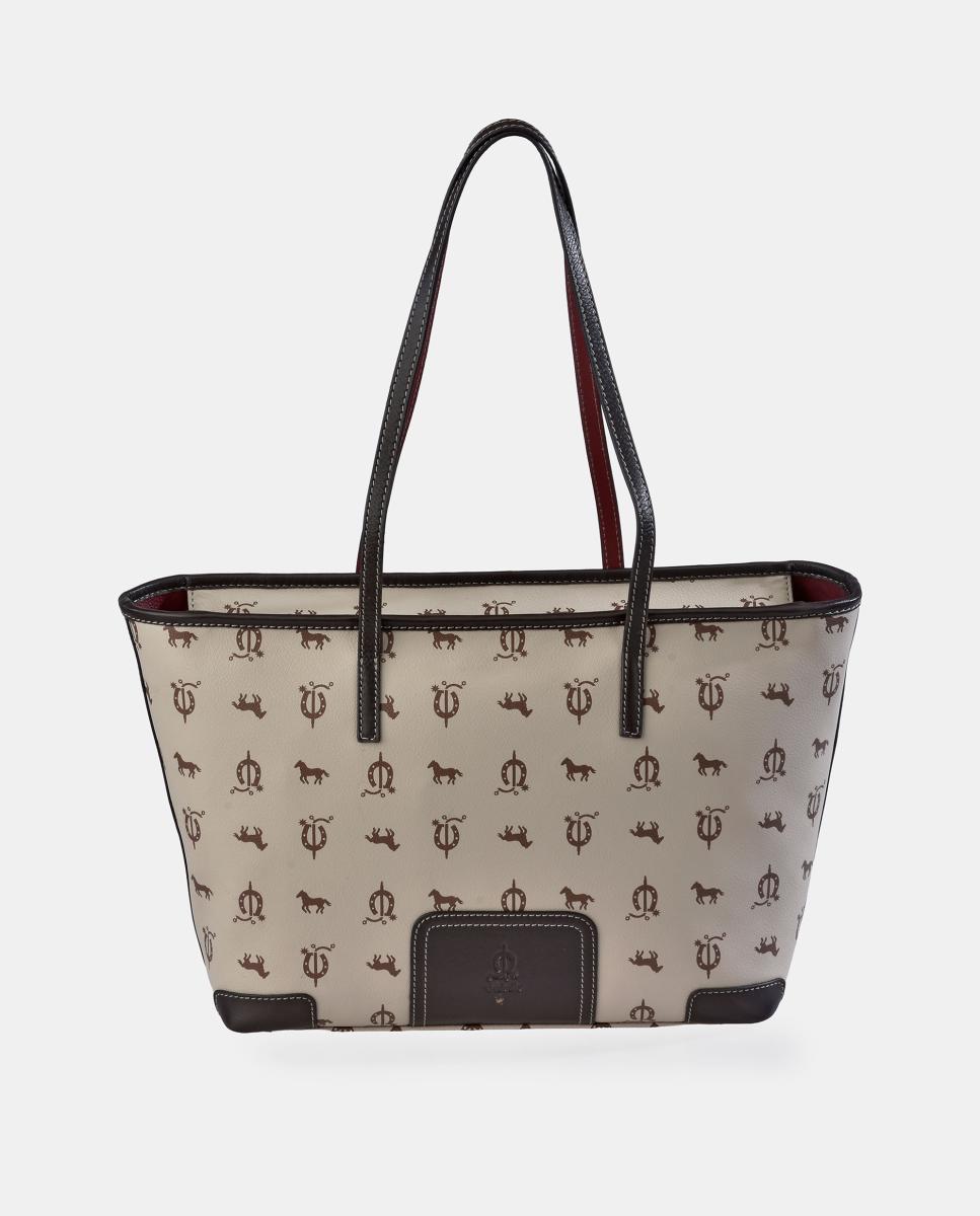 Imagem 0 de Mala Shopper em Pele e Lona