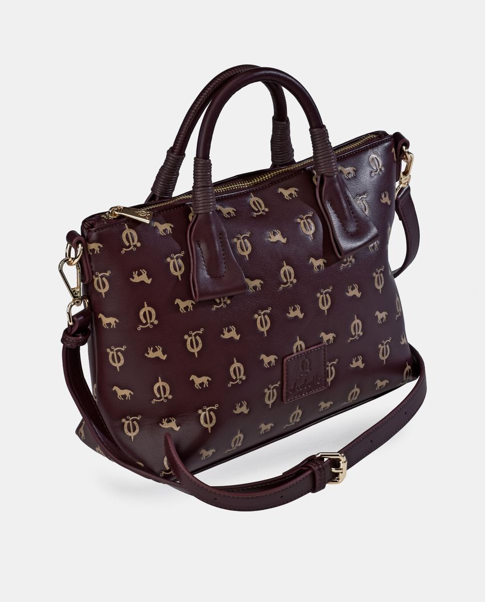 Mala Shopper Sintética com Efeito Grená-2
