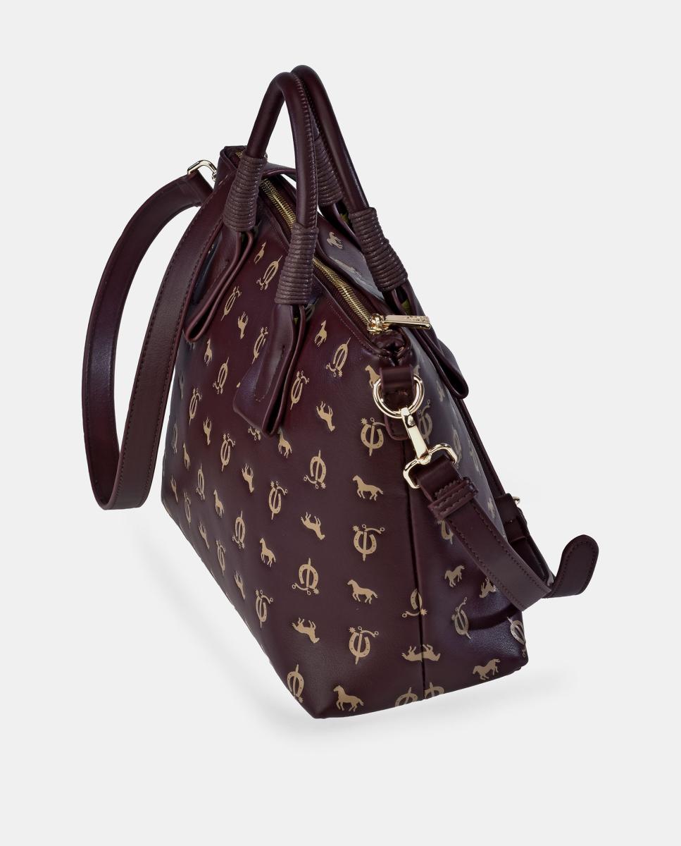 Mala Shopper Sintética com Efeito Grená-3