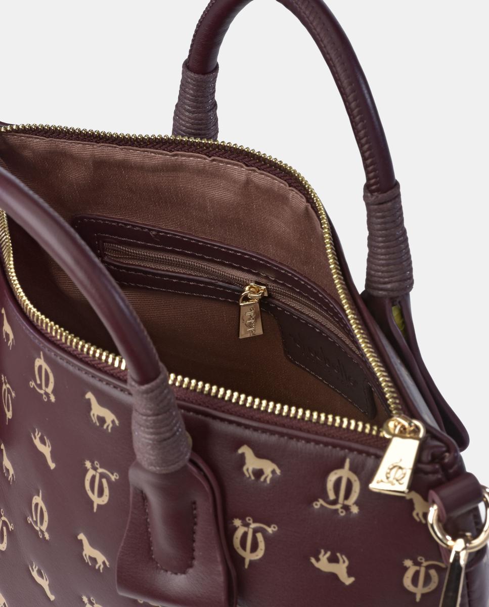 Mala Shopper Sintética com Efeito Grená-4