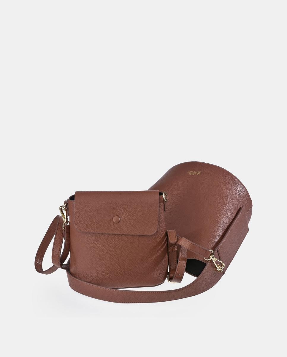 Mala Shopper em Pele Sintética Castanho-3