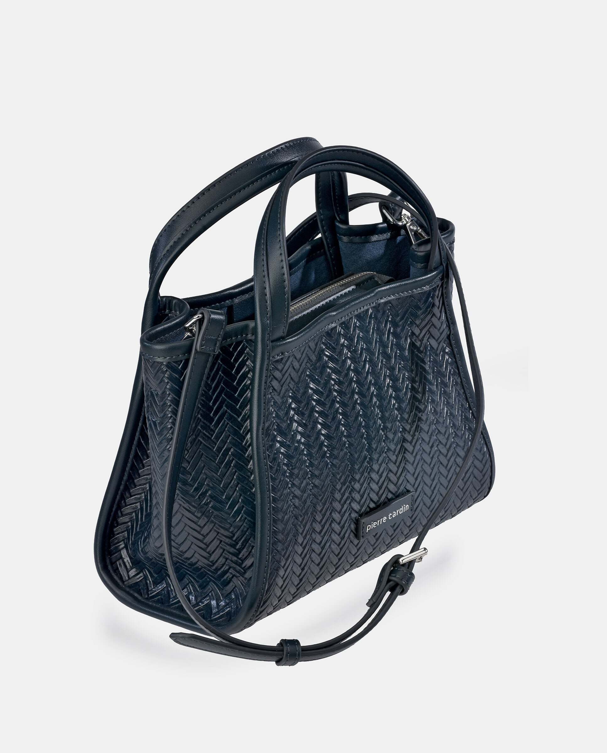 Bolso mini shopper Pierre Cardin en P.U. grabado trenzado - Azul Azul-2
