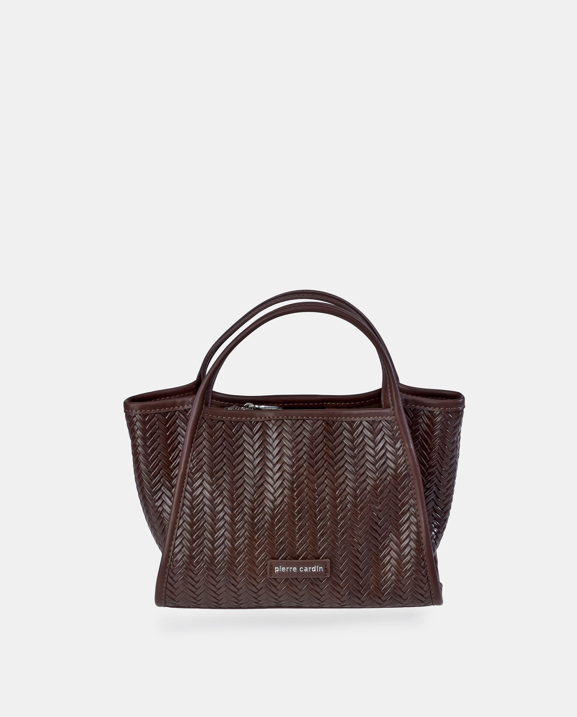 Bolso mini shopper Pierre Cardin en P.U. grabado trenzado - Marrón Marrón-1