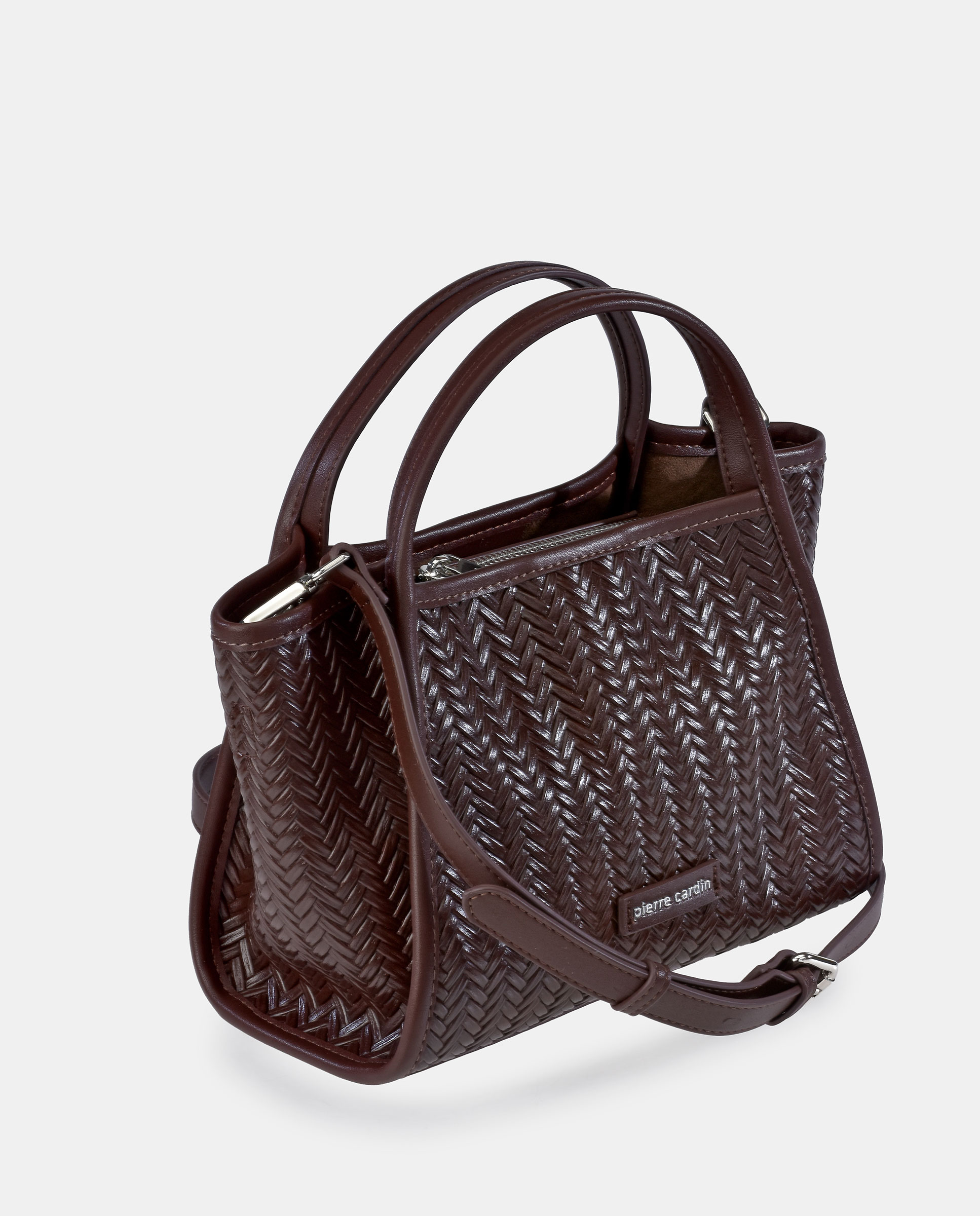 Bolso mini shopper Pierre Cardin en P.U. grabado trenzado - Marrón Marrón-2