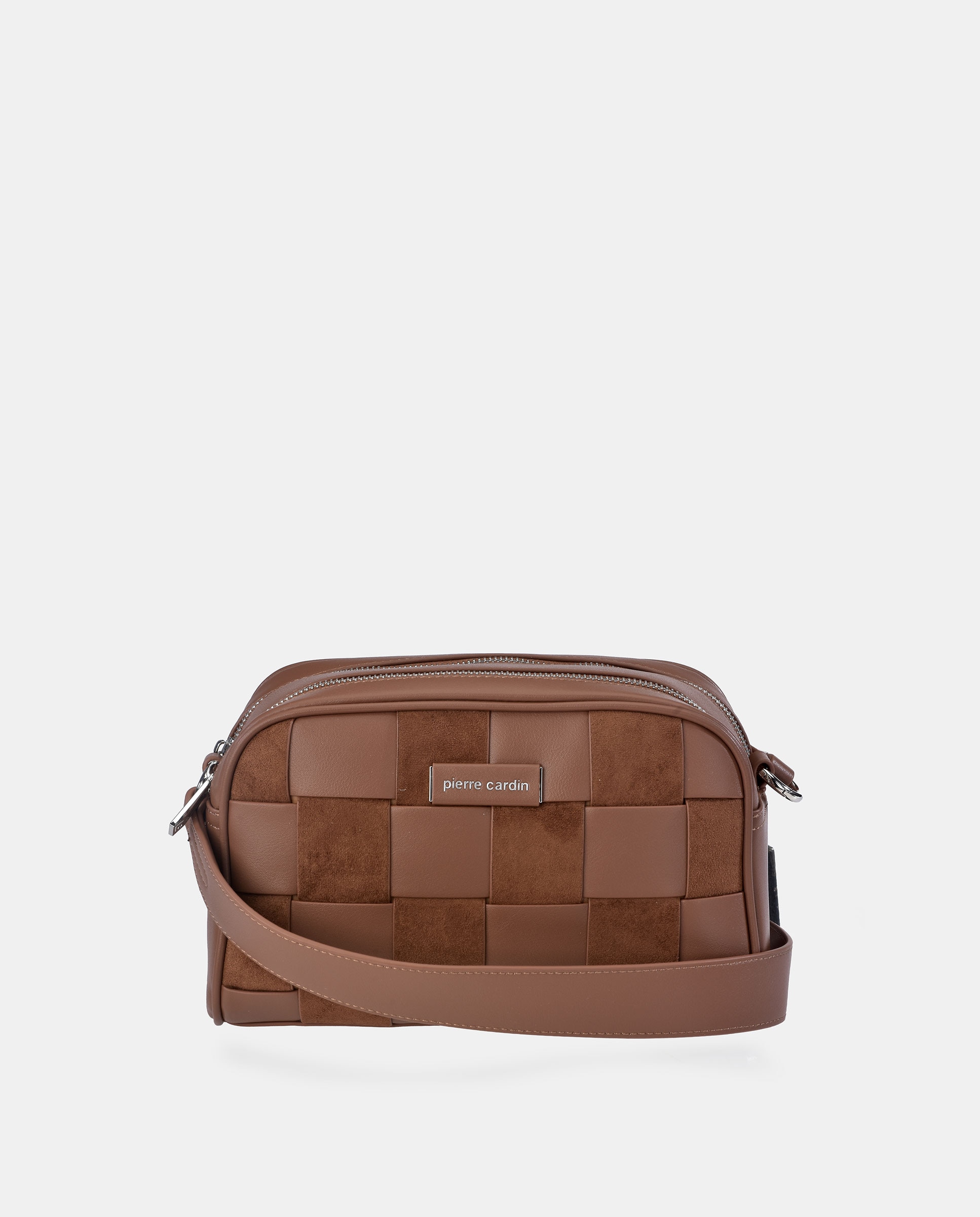 Bolso crossbody Pierre Cardin en P.U. cuadros con doble cremallera - Cuero Cuero-1