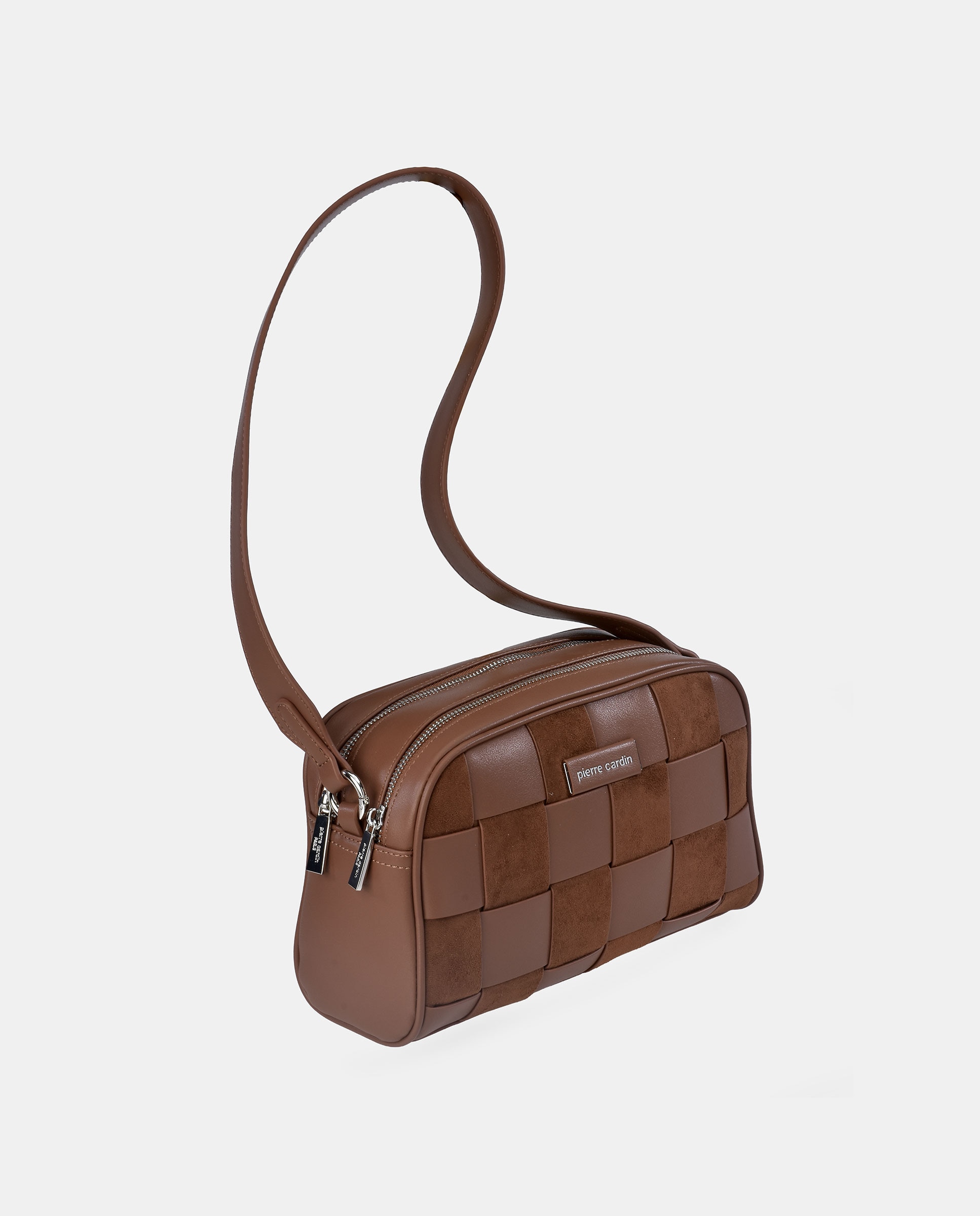 Bolso crossbody Pierre Cardin en P.U. cuadros con doble cremallera - Cuero Cuero-2