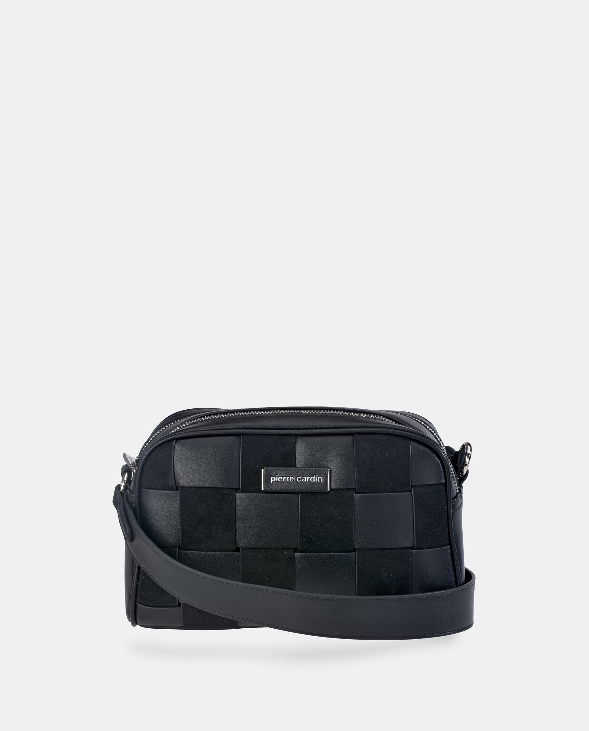 Imagem 0 de Mala Crossbody em P.U. aos Quadrados com Fecho de Correr Duplo