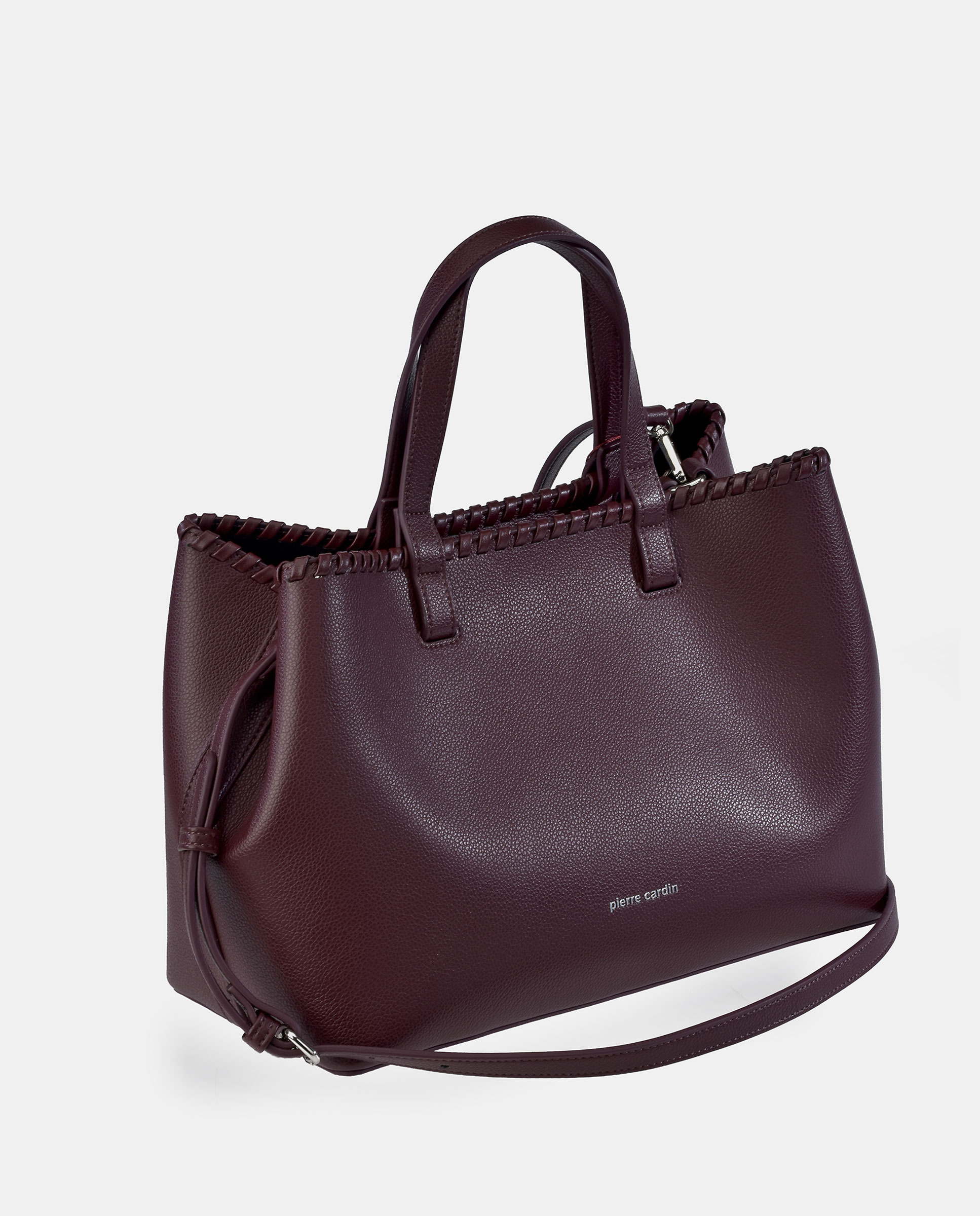 Bolso shopper Pierre Cardin en P.U. con bolsa de mano interior - Rojo oscuro Rojo oscuro-2
