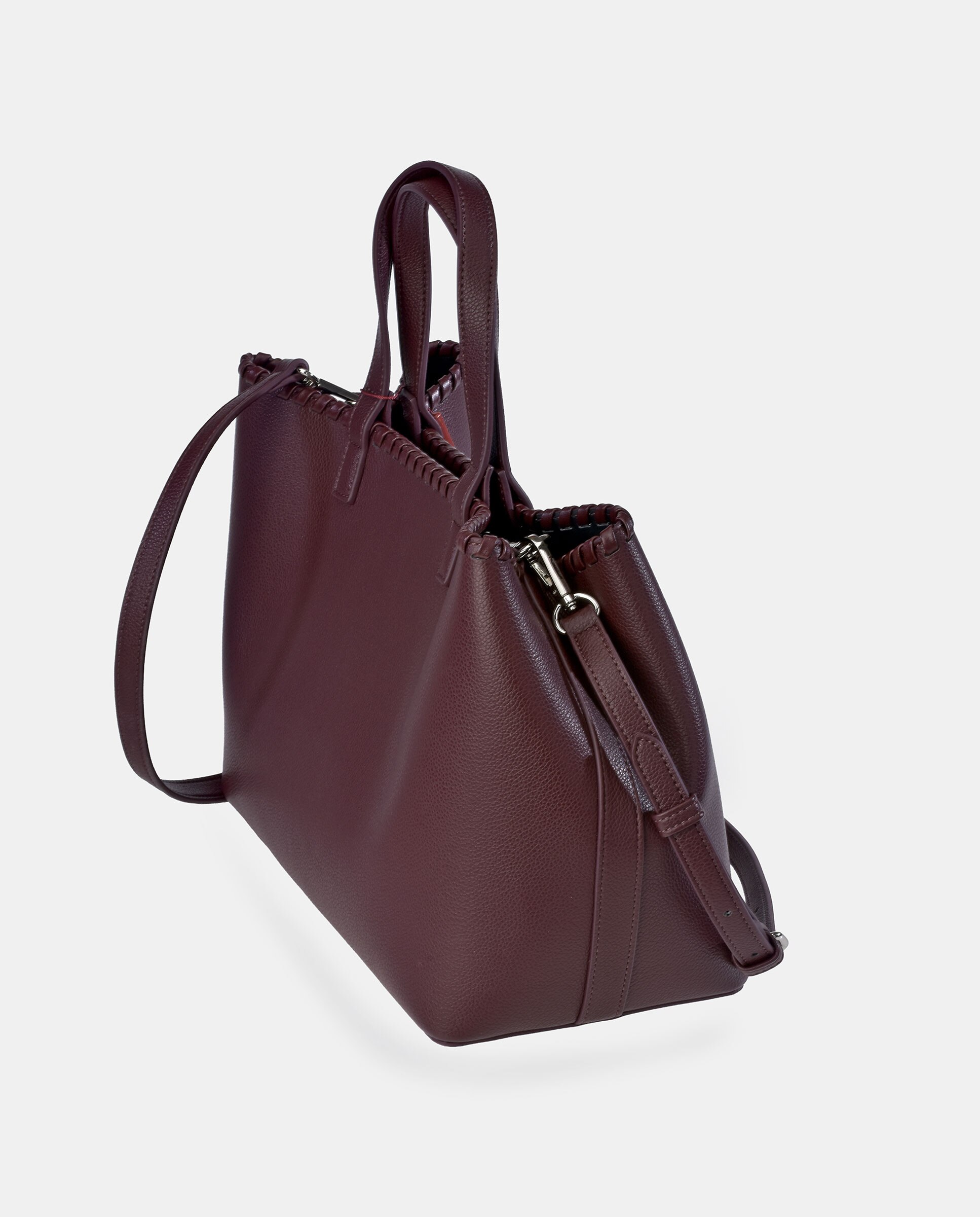 Bolso shopper Pierre Cardin en P.U. con bolsa de mano interior - Rojo oscuro Rojo oscuro-3