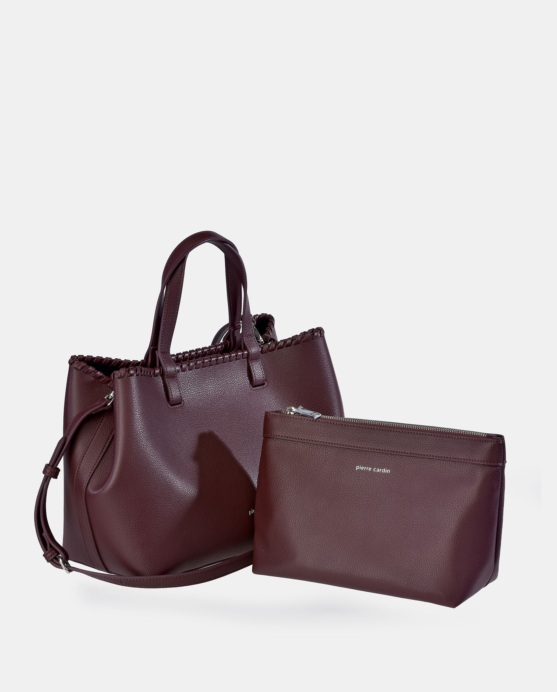 Bolso shopper Pierre Cardin en P.U. con bolsa de mano interior - Rojo oscuro Rojo oscuro-4