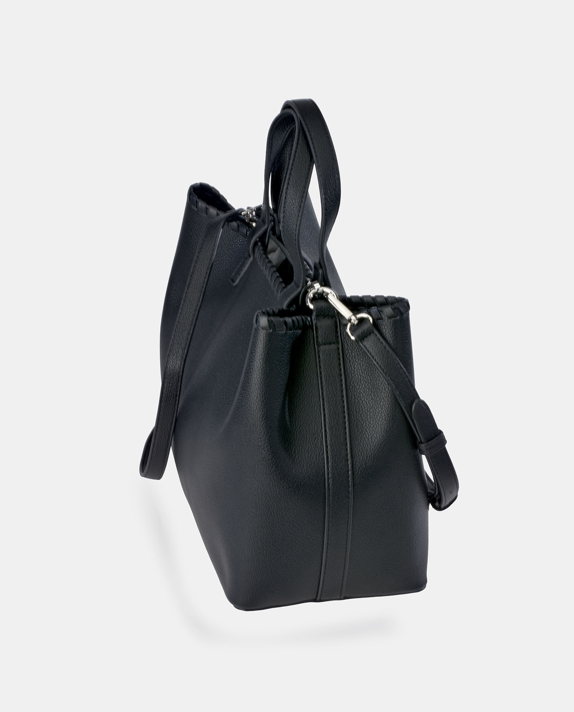 Bolso shopper Pierre Cardin en P.U. con bolsa de mano interior - Negro Negro-3