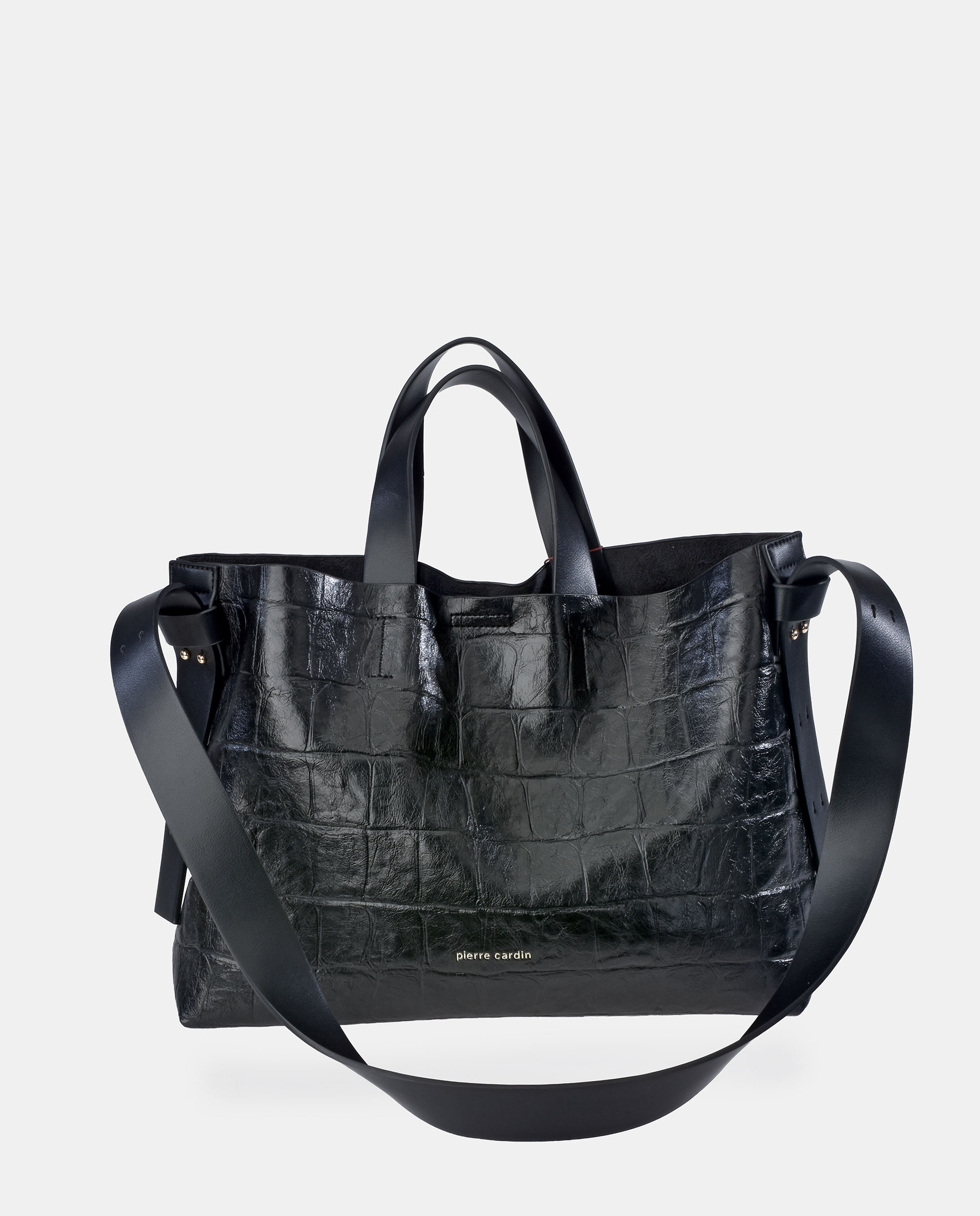 Bolso carryall Pierre Cardin en P.U. grabado coco - Negro Negro-1